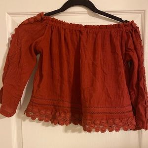 Topshop off the shoulder crop top